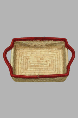 Date Palm Leaf & Grass – Square Basket W/Holders & Orange Border