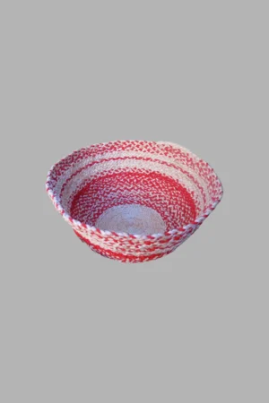 Big Basket With Red Border Mixed Jute And Red Benni